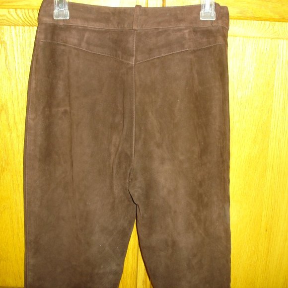 WOMEN'S ST JOHN SPORT by MARIE GRAY LEATHER PANTS CHOCOLATE BROWN SIZE 2 - Picture 7 of 9